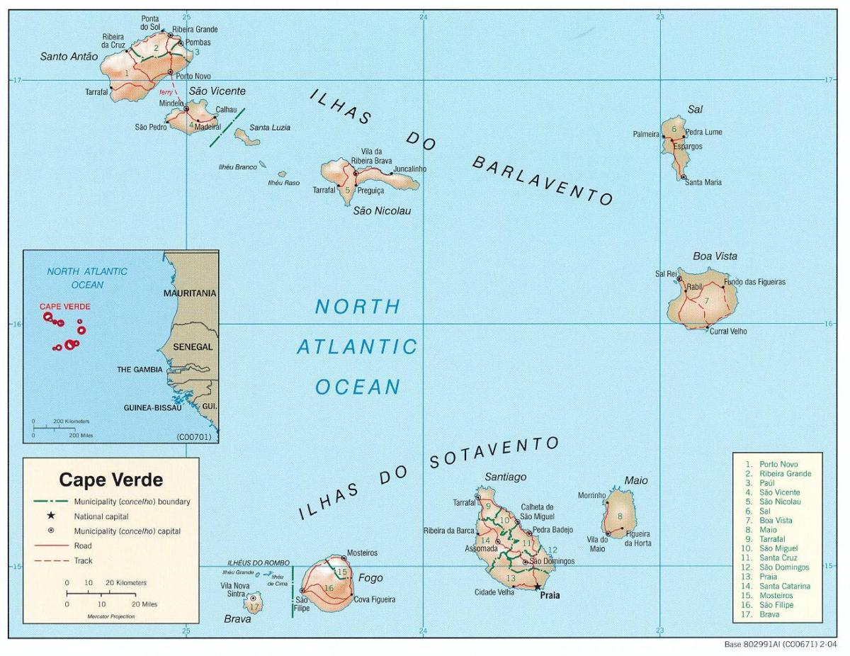mapa na nagpapakita ng Cape Verde